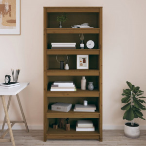 Bibliotecă, maro miere, 80x35x183 cm, lemn masiv de pin - V821697V - Img 2