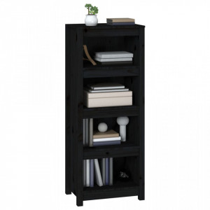 Bibliotecă, negru, 50x35x125,5 cm, lemn masiv de pin - V821713V - Img 4