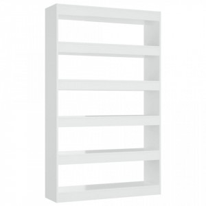 Bibliotecă/Separator cameră, alb extralucios, 100x30x166 cm - V811769V
