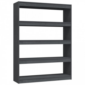 Bibliotecă/Separator cameră gri 100x30x135,5 cm lemn masiv pin - V808220V - Img 1