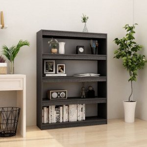 Bibliotecă/Separator cameră gri 100x30x135,5 cm lemn masiv pin - V808220V - Img 2