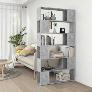 Bibliotecă/Separator cameră, gri beton, 100x24x188 cm - V3082075V - Img 2