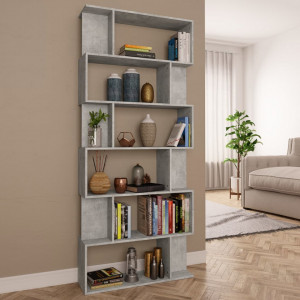 Bibliotecă/Separator cameră, gri beton, 80 x 24 x 192 cm, PAL - V800094V - Img 2