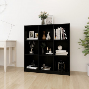 Bibliotecă/Separator cameră negru 104x33,5x110cm lemn masiv pin - V809976V - Img 2