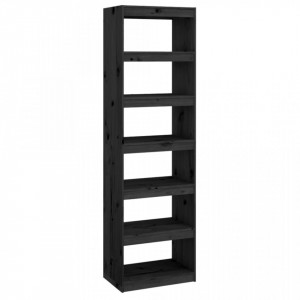 Bibliotecă/Separator cameră negru 60x30x199,5 cm lemn masiv pin - V808182V