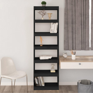 Bibliotecă/Separator cameră negru 60x30x199,5 cm lemn masiv pin - V808182V - Img 4