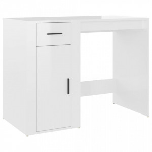 Birou, alb extralucios, 100x49x75 cm, lemn prelucrat - V816786V