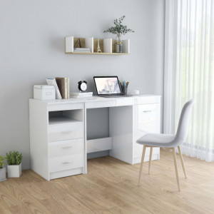 Birou, alb extralucios, 140 x 50 x 76 cm, lemn prelucrat - V3054786V - Img 2