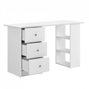 Birou cu 3 sertare si 3 rafturi alb - P56817820 - Img 2