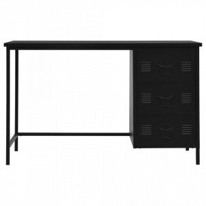 Birou cu sertare, negru, 120 x 55 x 75 cm, otel, industrial - V145361V - Img 3