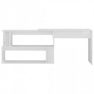Birou de colt, alb extralucios, 200 x 50 x 76 cm, PAL - V801104V - Img 4