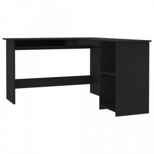Birou de colt in forma de L, negru, 120 x 140 x 75 cm, PAL - V800748V - Img 2