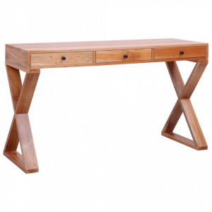 Birou de computer, natural, 115x47x77 cm, lemn masiv de mahon - V337083V - Img 2