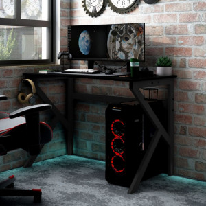 Birou de gaming cu picioare în formă de K, negru, 90x60x75 cm - V325400V - Img 2