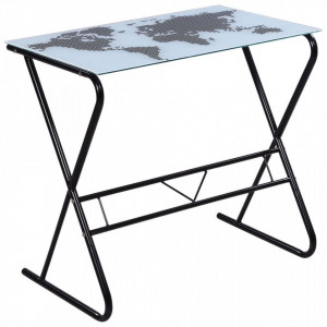 Birou din sticla cu model harta lumii - V242282V - Img 2