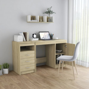 Birou, stejar Sonoma, 140 x 50 x 76 cm, lemn prelucrat - V3054783V - Img 3