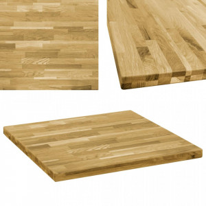 Blat de masa, lemn masiv de stejar, patrat, 44 mm, 80x80 cm - V245999V