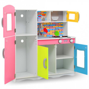 Bucătărie de jucărie pentru copii, multicolor, 80x30x85 cm, MDF - V80255V