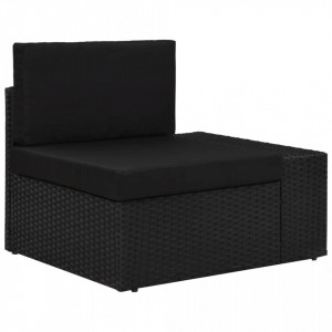 Canapea de colt modulara cu cotiera stanga, negru, poliratan - V49499V