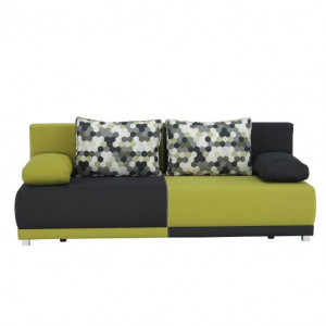 Canapea extensibilă, gri/verde/perne cu model, 206x77x91 cm - TP96980 - Img 8