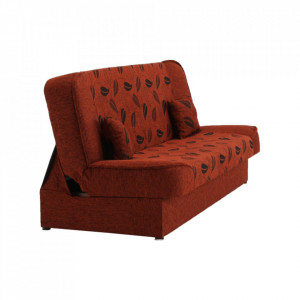 Canapea extensibilă, material textil cărămiziu/model, 194x86x95 cm - TP150971 - Img 14