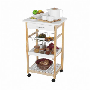 Carucior de servire, alb/natural, 50x40x83 cm - TP255861 - Img 6
