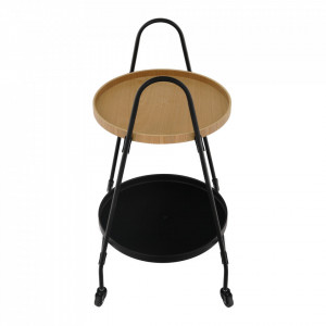 Cărucior de servire, culoarea stejar/negru, 43x40x78 cm - TP302749 - Img 15