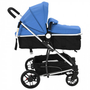 Carucior/landou pentru copii 2-in-1 albastru si negru aluminiu - V10106V - Img 4