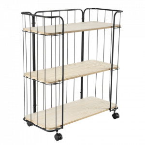 Carucior servire la masa ABCF-1501, 79 x 70 x 31 cm, metal/MDF, negru/culoarea lemnului - P65756979 - Img 1