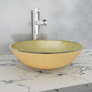 Chiuvetă din sticlă oțelită 42 cm, aurie - V142233V - Img 2