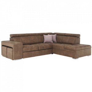 Colţar, 275x220x85/100 cm, material maro/violet deschis, dreapta - TP210944 - Img 1