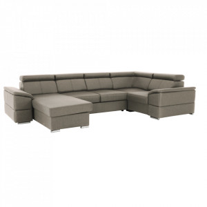 Colţar, gri maroniu Taupe, model stânga, 330x79/97x183/196 cm - TP263528