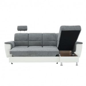 Colţar mic, piele ecologică alb/material textil gri, model dreapta, 260x86/106x168 cm - TP149896 - Img 8