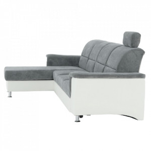 Colţar mic, piele ecologică alb/material textil gri, model stânga, 260x86/106x168 cm - TP149895 - Img 20