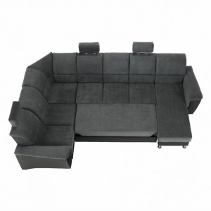 Colţar, piele eco neagră/textil gri închis, stânga - TP149897 - Img 9