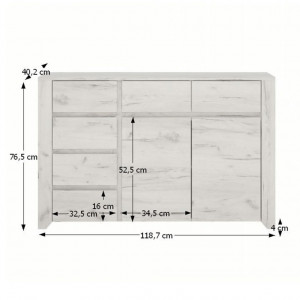 Comodă, 118,7x76,5x40,2 cm, alb craft - TP107270 - Img 3