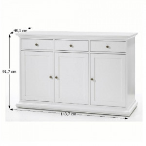 Comodă , 143,7x91,7 x46,1 cm, PAL înfoliat/MDF lăcuit, alb - TP149832 - Img 6