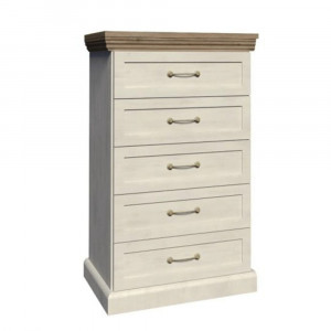 Comodă 5 sertare, 57x98x46 cm pin nordic și stejar sălbatic - TP86113 - Img 1