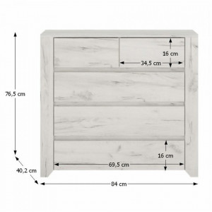 Comodă, 84x76,5x40,2 cm, alb craft - TP107271 - Img 5