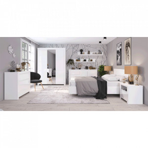 Comodă cu 1 sertar și 1 dulap, alb lucios, 106x41x84 cm - TP303544 - Img 4
