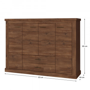 Comodă cu 2 sertare și 3 dulapuri, maro, 173x44x125 cm - TP264721 - Img 4