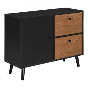 Comoda cu 3 usi negru/efect lemn nuanta inchisa - P76973410 - Img 2