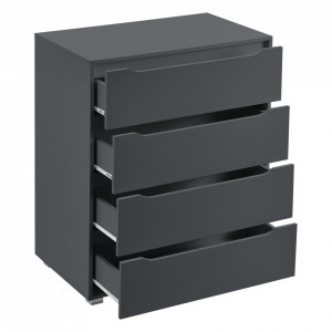 Comoda Hallefors DG1, 101,5 x 80 x 48 cm, PAL/ invelis melamina, gri inchis cu 4 sertare - P72528807 - Img 2