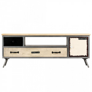Comoda TV, 120 x 30 x 45 cm, lemn masiv de mango si otel - V246282V - Img 4