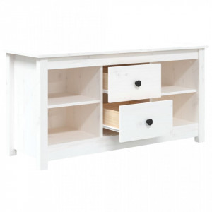 Comodă TV, alb, 103x36,5x52 cm, lemn masiv de pin - V814570V - Img 4