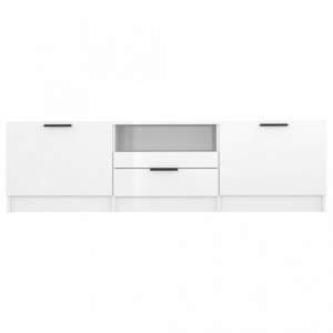 Comodă TV, alb extralucios, 140x35x40 cm, lemn prelucrat - V811454V - Img 4