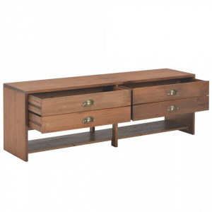 Comodă TV cu 4 sertare, 120x30x40 cm, lemn masiv de brad - V247621V - Img 4