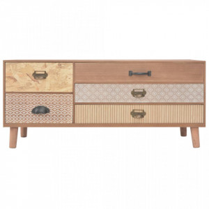Comoda TV cu 5 sertare, 90x30x40 cm, lemn masiv pin - V247383V - Img 4