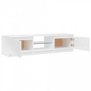 Comodă TV cu lumini LED, alb extralucios, 140x40x35,5 cm - V804298V - Img 4