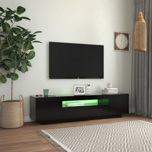Comodă TV cu lumini LED, negru, 160x35x40 cm - V804428V - Img 3
